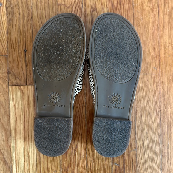 Yellow ox leather leopard print slide sandals - size 8.5 - Picture 4 of 4